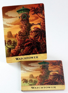 Vartiotorni-laatta ja kortti. Kuva: Mikko Saari