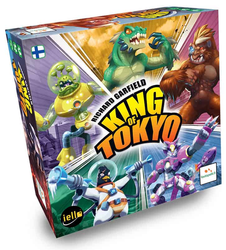 King of Tokyon kannessa on viisi jättiläishirviötä uhkaavissa asennoissa.