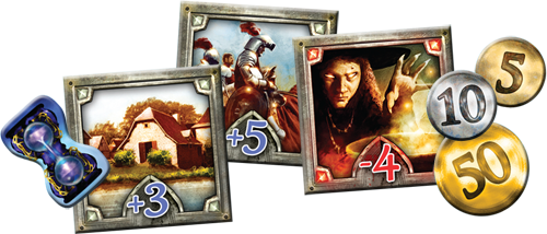 Kingdomsin laattoja. Kuva: Fantasy Flight Games