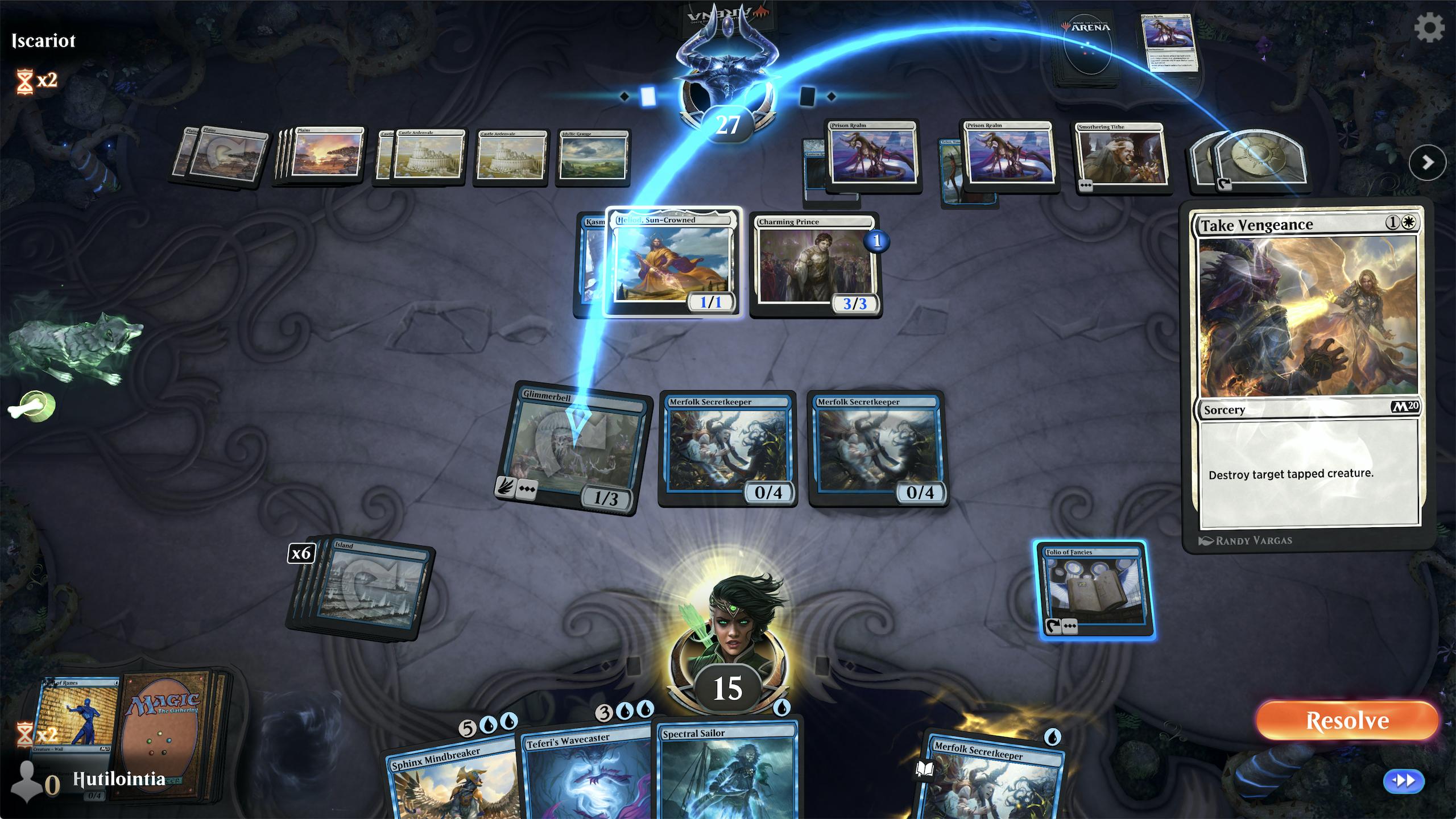 Ruutukaappaus MTG Arena -pelitilanteesta.