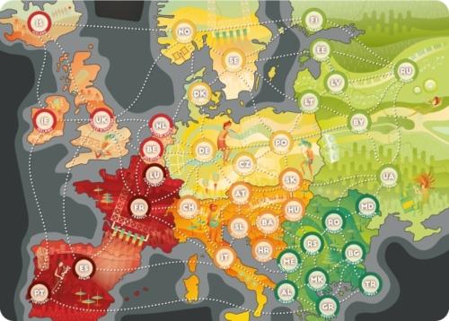 Lähikuva On Tourin Euroopan kartasta