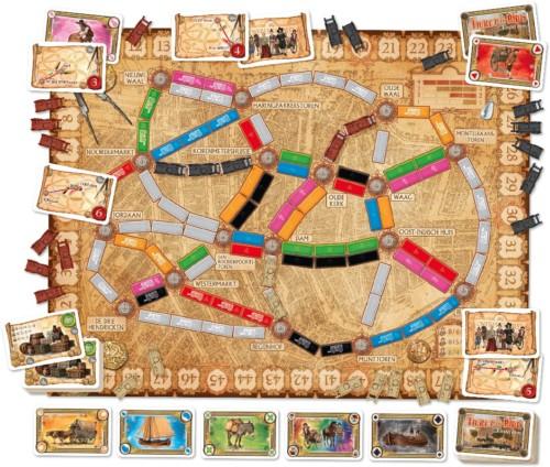 Ticket to Ride: Amsterdamin pelilauta ylhäältä päin