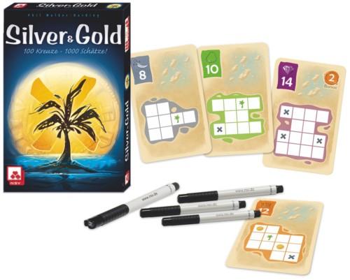 Silver & Gold -pelin laatikko ja kortteja