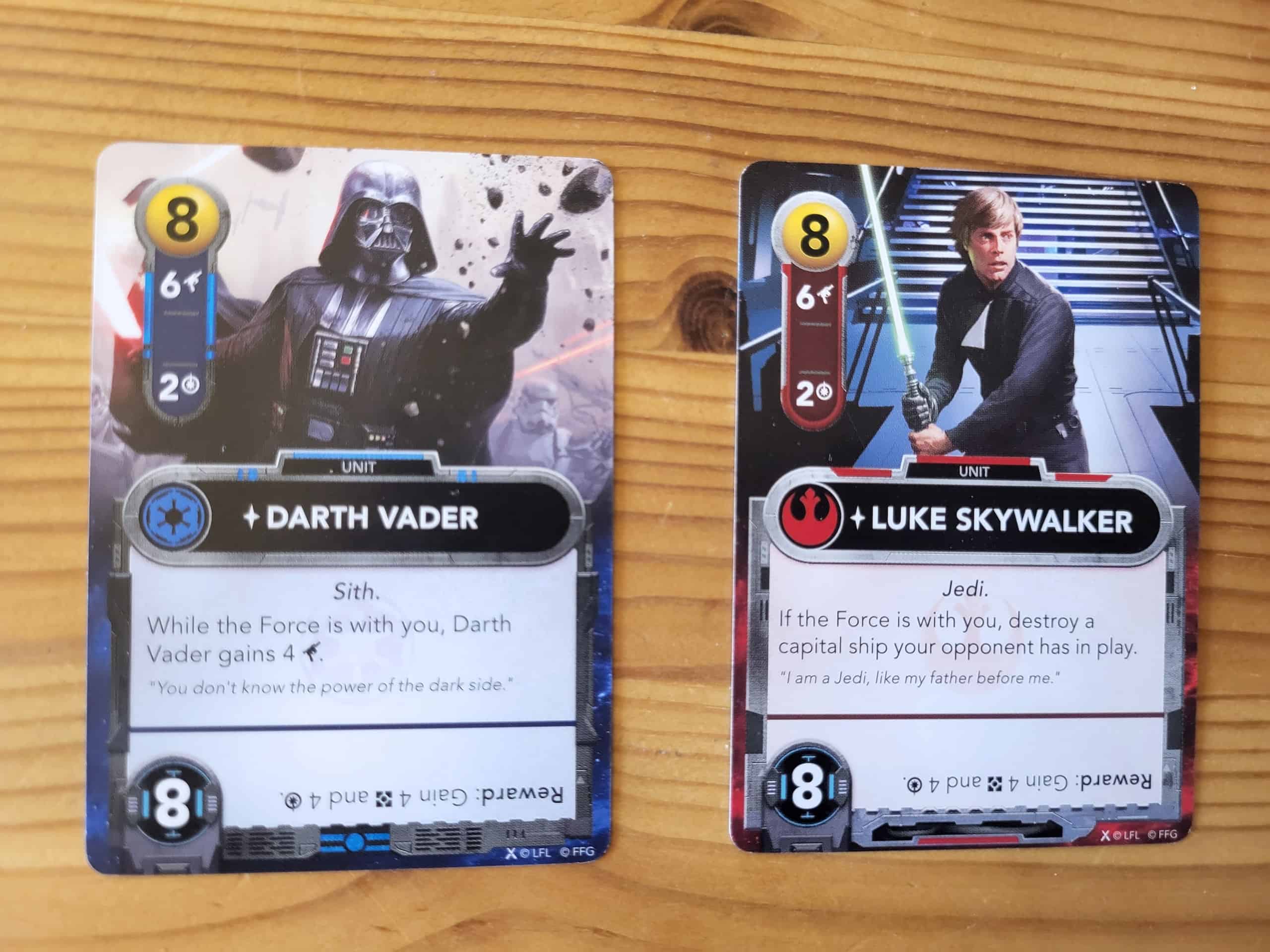 Darth Vader ja Luke Skywalker -kortit