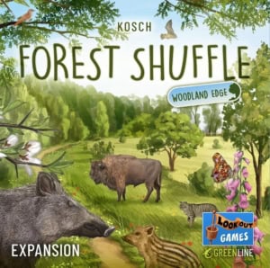 Woodland Edge -lisäosan kannessa on metsänreunan kasveja ja eläimiä: villisikoja, visentti, kissa, karttaperhonen.