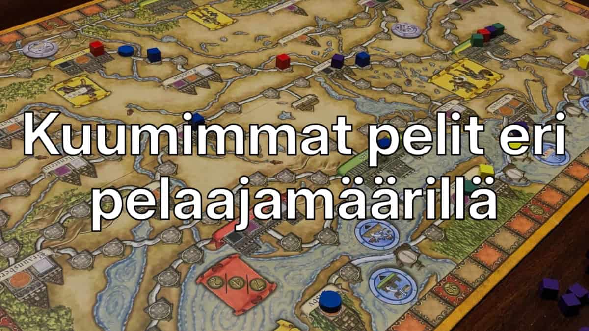Kuumimmat pelit eri pelaajamäärillä -tekstin alla on kuva Hansa Teutonican pelilaudasta.