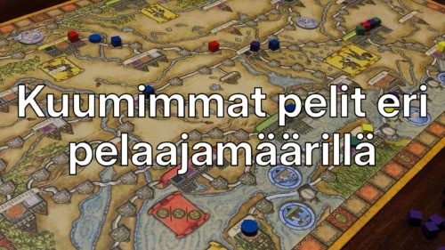 Kuumimmat pelit eri pelaajamäärillä -tekstin alla on kuva Hansa Teutonican pelilaudasta.