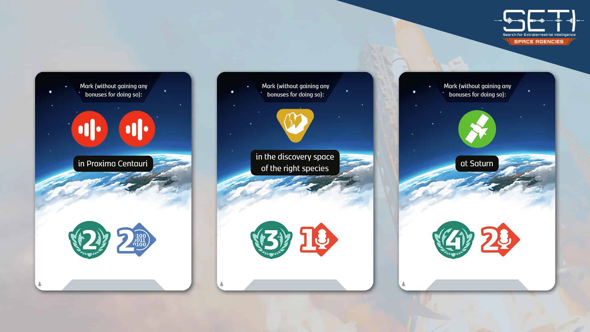 Kolme erilaista pika-aloituskorttia.