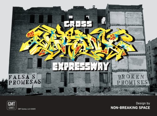 Cross Bronx Expresswayn kannessa on mustavalkoinen valokuva rauniorakennuksesta, jonka seinään on kirjoitettu tekstit "Falsas promesas" ja "Broken promises". Rakennuksen päällä on pelin nimi, jossa "Bronx" on kirjoitettu värikkäin keltaisin graffitikirjaimin.