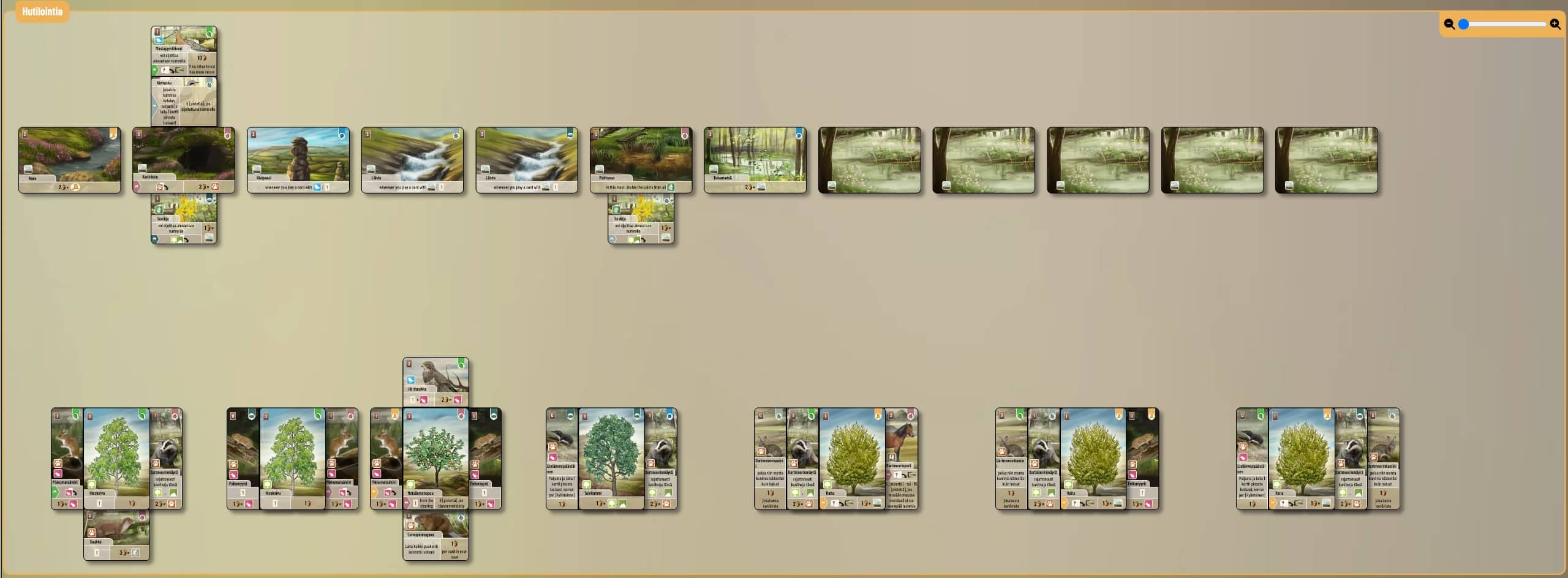 Ruutukaappaus BGA:sta, Dartmoor-peli jossa on pelattu paljon nummia ja tassueläimiä.