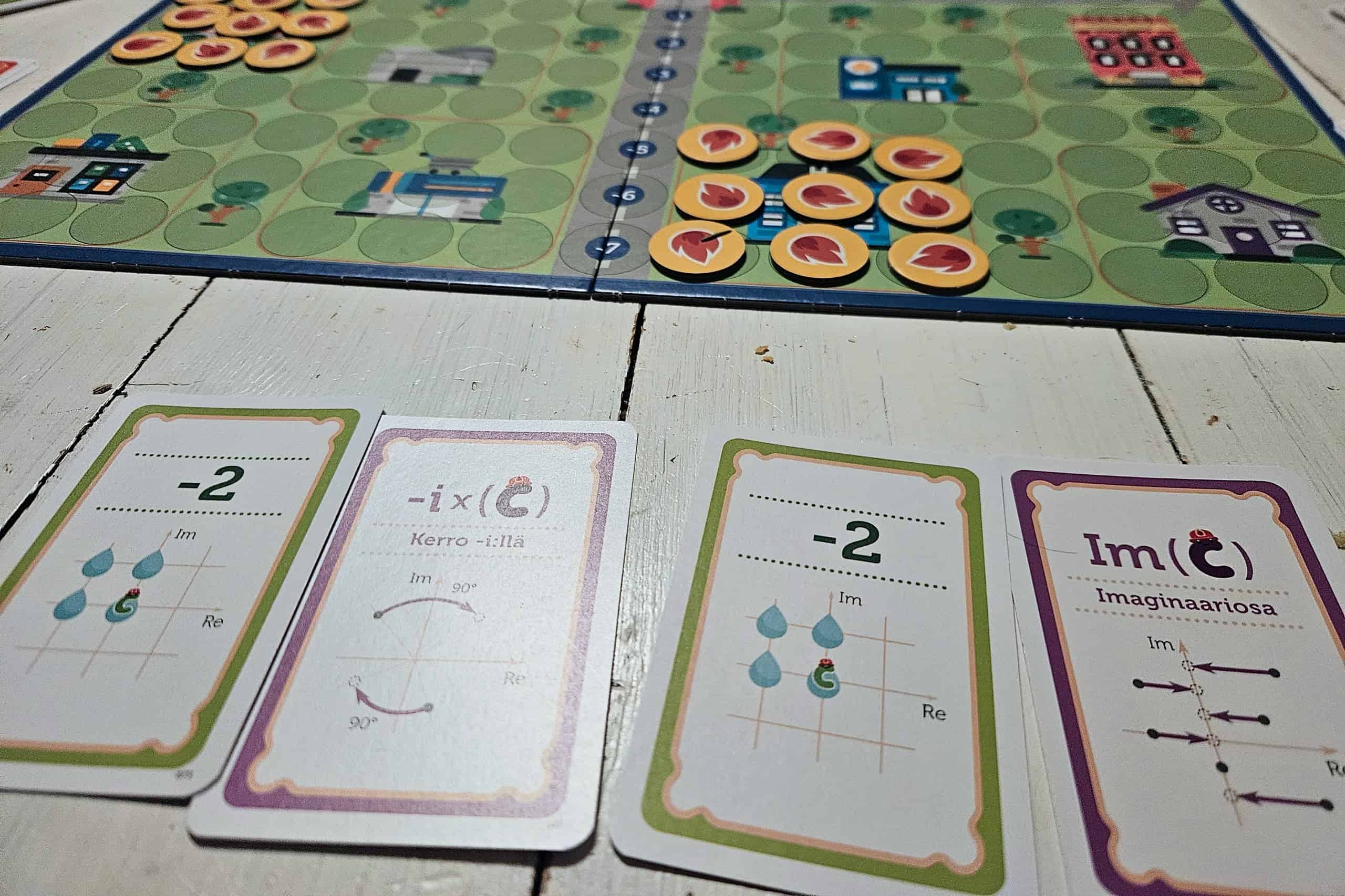 Kaksi -2-liikekorttia ja temppukortit -i:llä kertominen ja imaginääriosan ottaminen.