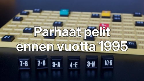Parhaat pelit ennen vuotta 1995, taustalla kuva 1970-luvun alun Acquiren pelilaudasta
