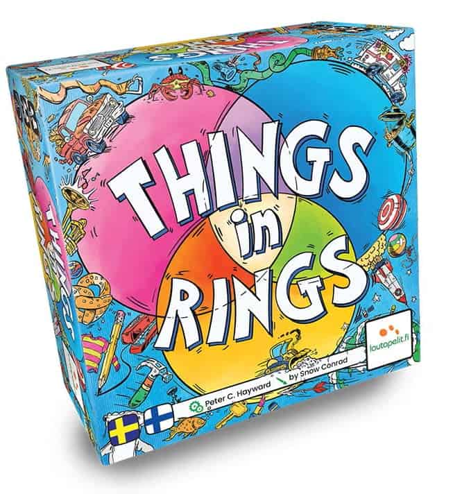 Things in Ringsin kannessa on kolme toisiaan leikkaavaa rengasta ja niiden ympärillä paljon erilaisia asioita.