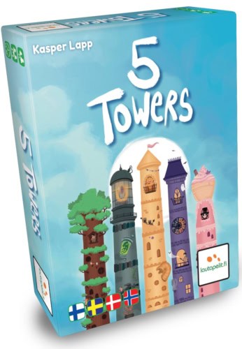 5 Towersin kannessa on piirros viidestä värikkäästä tornista.