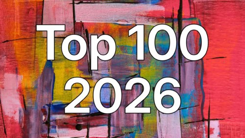 Värikkään abstraktin maalaustaustan päällä teksti "Top 100 2026"
