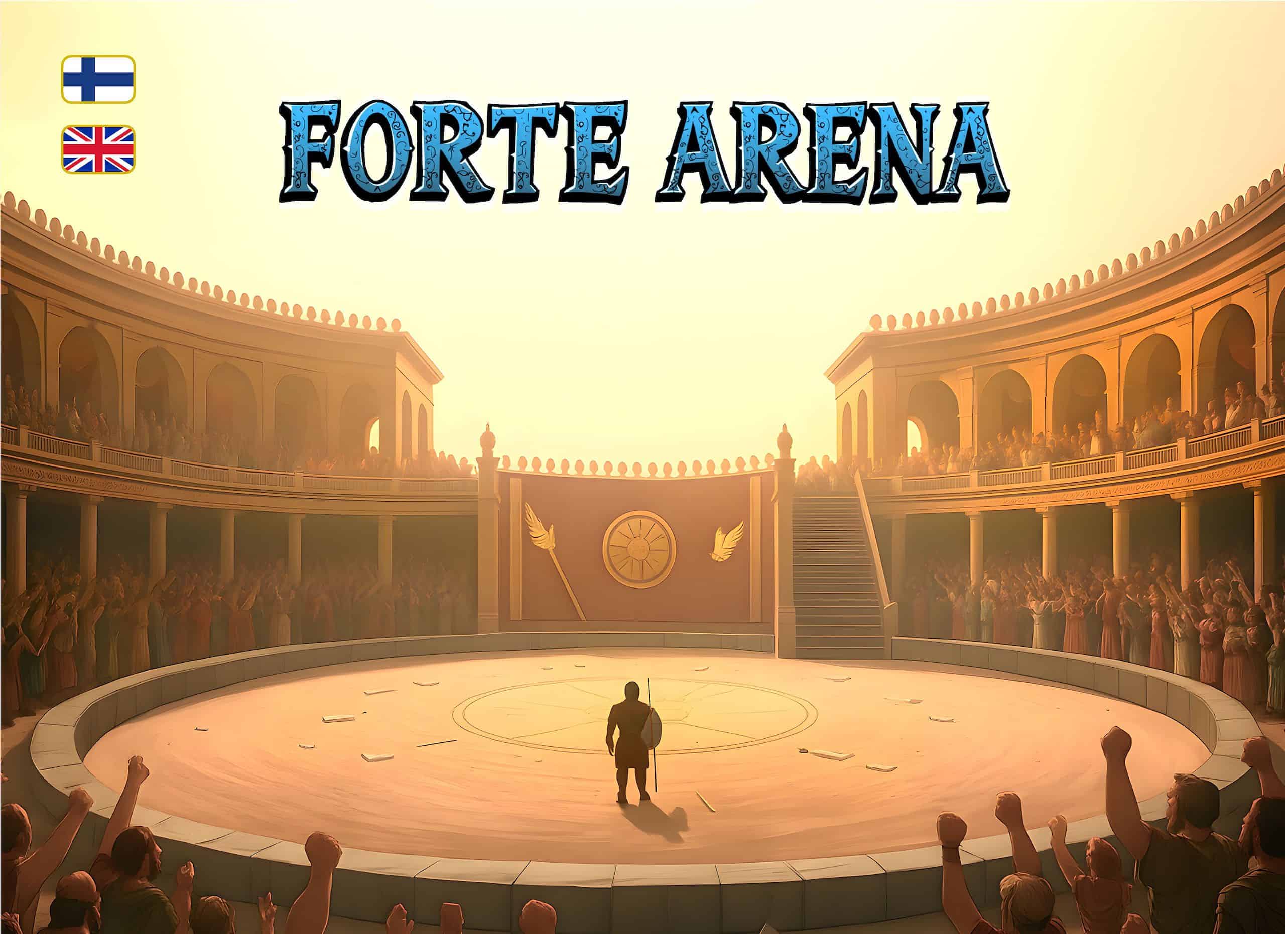 Forte Arenan kannessa on piirros pyöreästä areenasta, jolla seisoo yksinäinen gladiaattori.