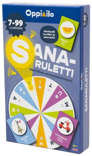 Sanaruletti-pelin kannessa on piirros sanaruletista.