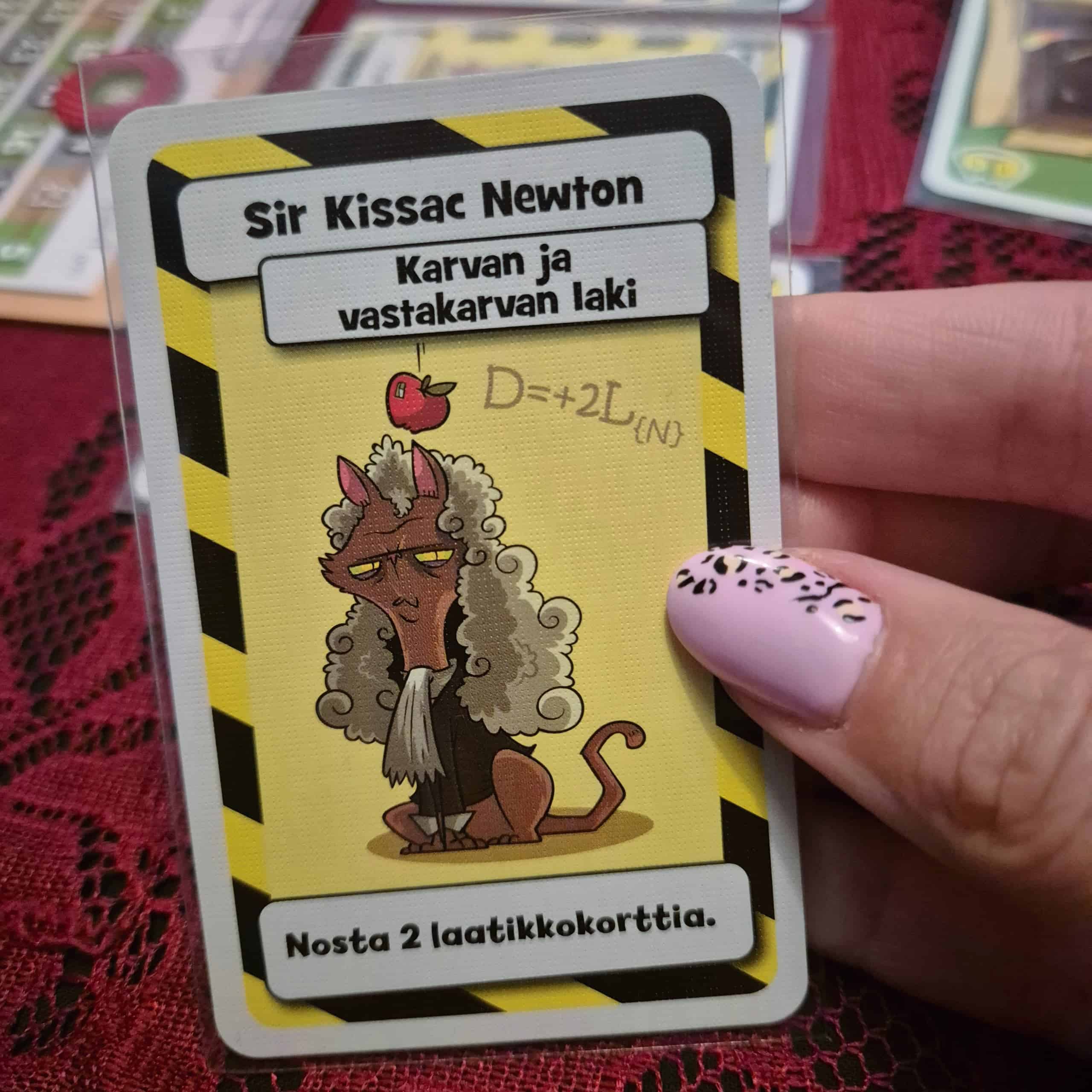 Sir Kissac Newton -kortti Schrödinger's Cats -pelistä.